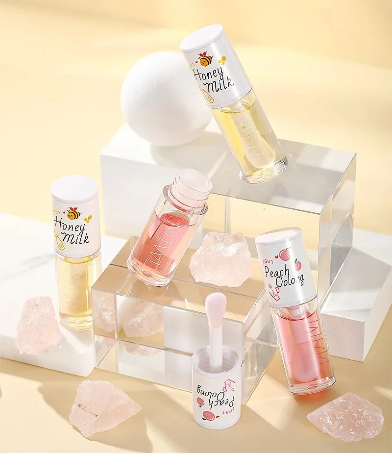 Honey Milk, White Peach Oolong Lip Essence Oil To Repair Dry Lips Remove Dead Skin Moisturize Tender and Fade Free Lip Balm 2