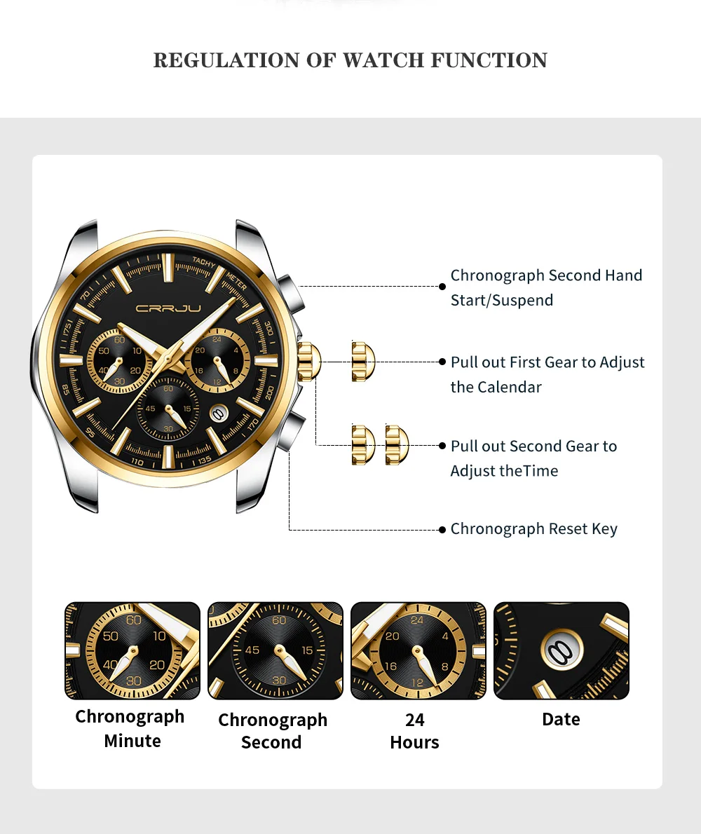 Reloj deportivo multifunción de acero inoxidable para hombre, de cuarzo, con manecillas luminosas._voghion.com