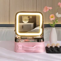 3 Color Train Case Mirror, White Portable Makeup Case Waterproof Organizer with Adjustable Dividers, Cosmetics Storage Case Gift 4