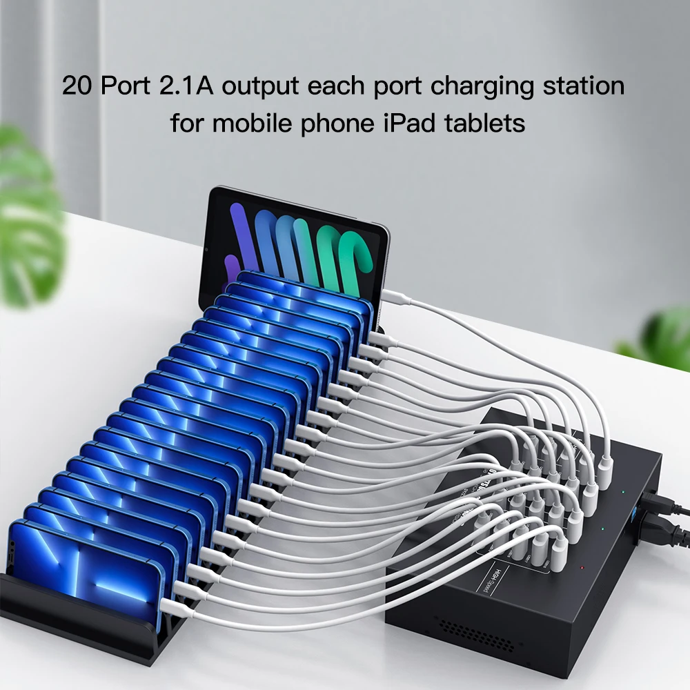 Sipolar A-223 Multi port USB 3.0 Hub 20 port charging station for phone tablet laptop with  5V 40A Power adapter 6