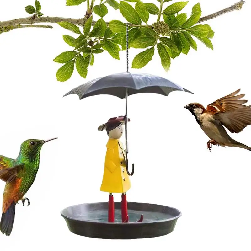 

Hanging Wild Bird Feeder Outdoor Container With Metal Chain Umbrella Girl Shape Leak-proof Seed Feeding Garden Decoration supply