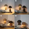 INS LED Night Light With Touch Switch Wooden Cute Mushroom Bedside Table Lamp For Bedroom Childrens Room Sleeping Night Lamps 4