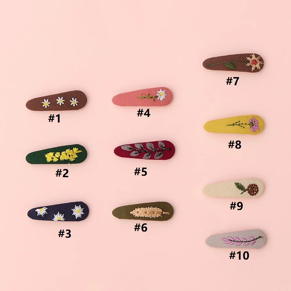 New Cute Embroidery Waterdrop Shape Hair Clips for Girls BB Hairpin Barrettes Headwear Kids Baby Hair Accessories 1pcs/set