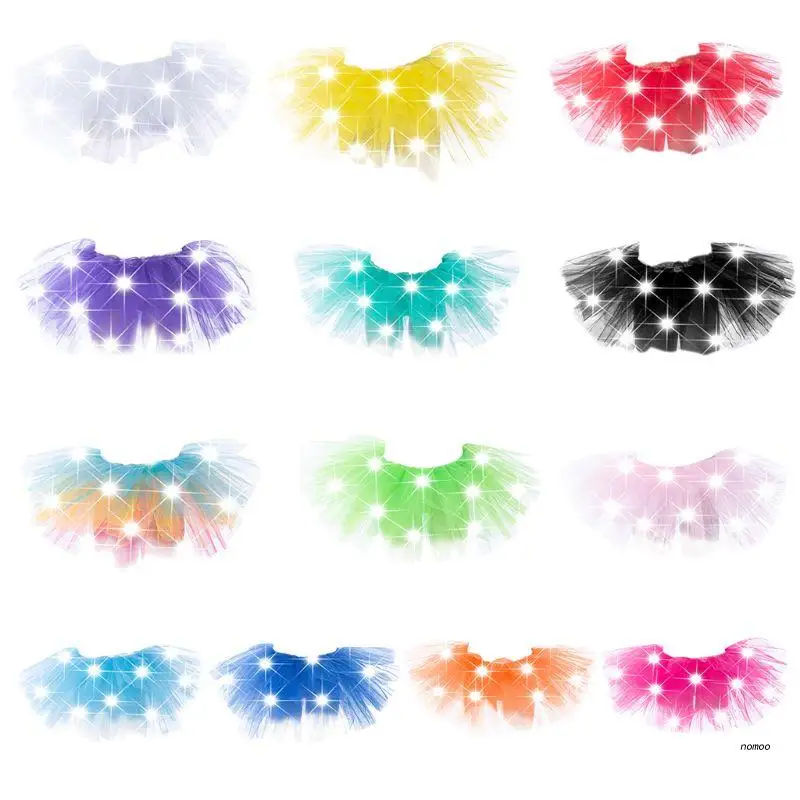 

Women Kid LED Tutu Light Up Neon Rainbow 5 Layer Ballet Tulle Skirt