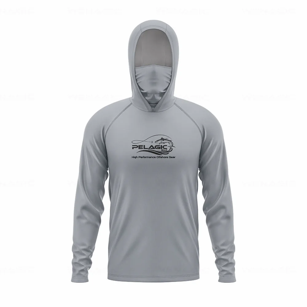 pelagic gear Men Hood Fishing Shirt long sleeve Fishing clothing fishing t shirt uv protection fishing shirt Apparel