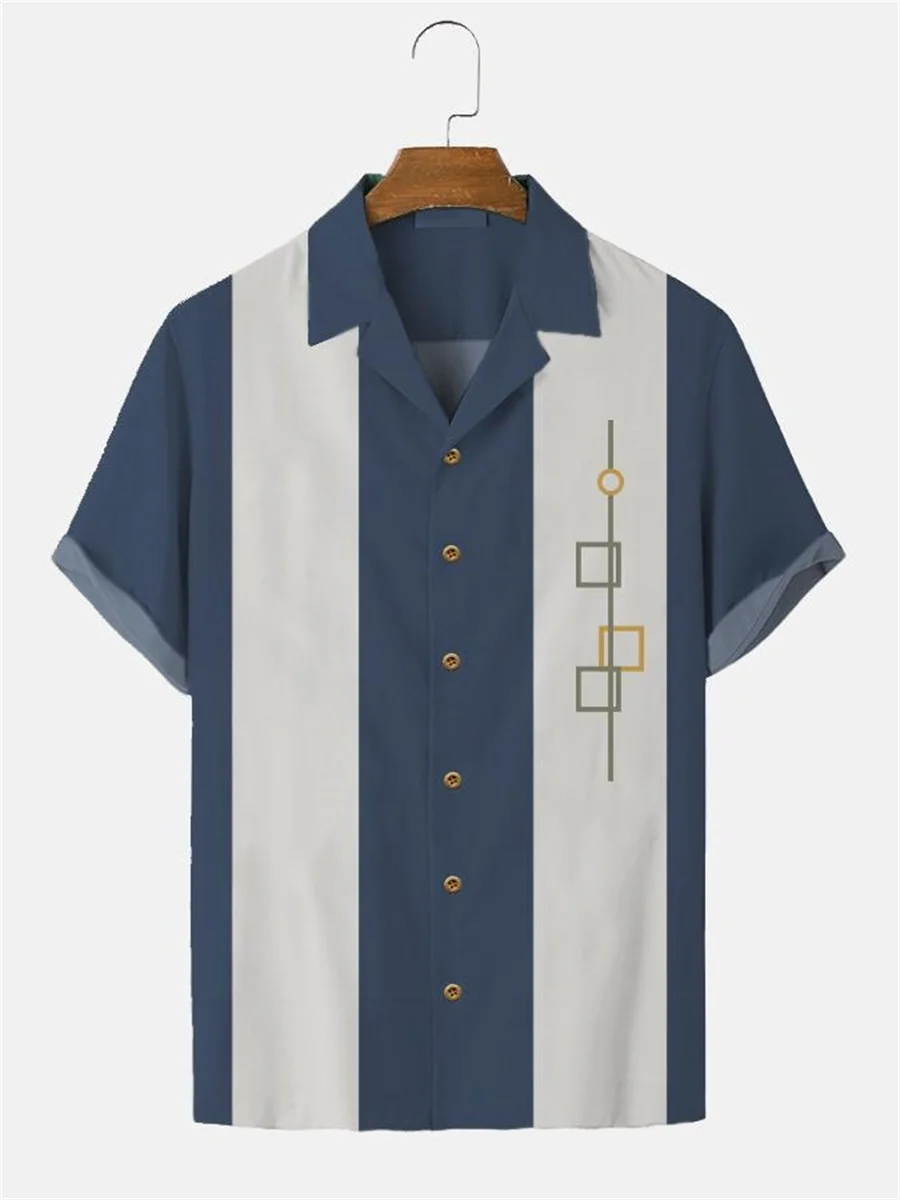 

2022 Stripes Simple Casual shirts men European Size Men's Hawaiian Shirt Men's Shirts Fashion Short Sleeve caual Breathable Top