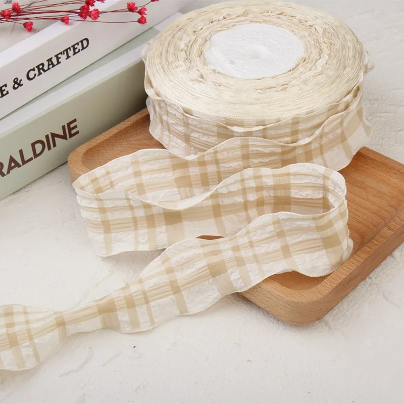 Plaid Wavy Edge Lace Cotton Ribbon