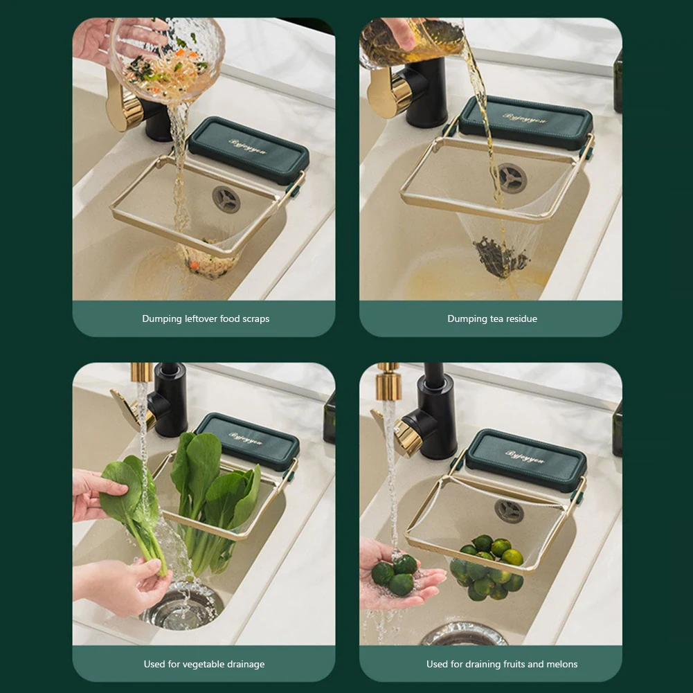 주방 싱크대 필터 접이식 채반 음식물 쓰레기 채반 메쉬, 다기능 일회용 잔류물 분리 행잉 백