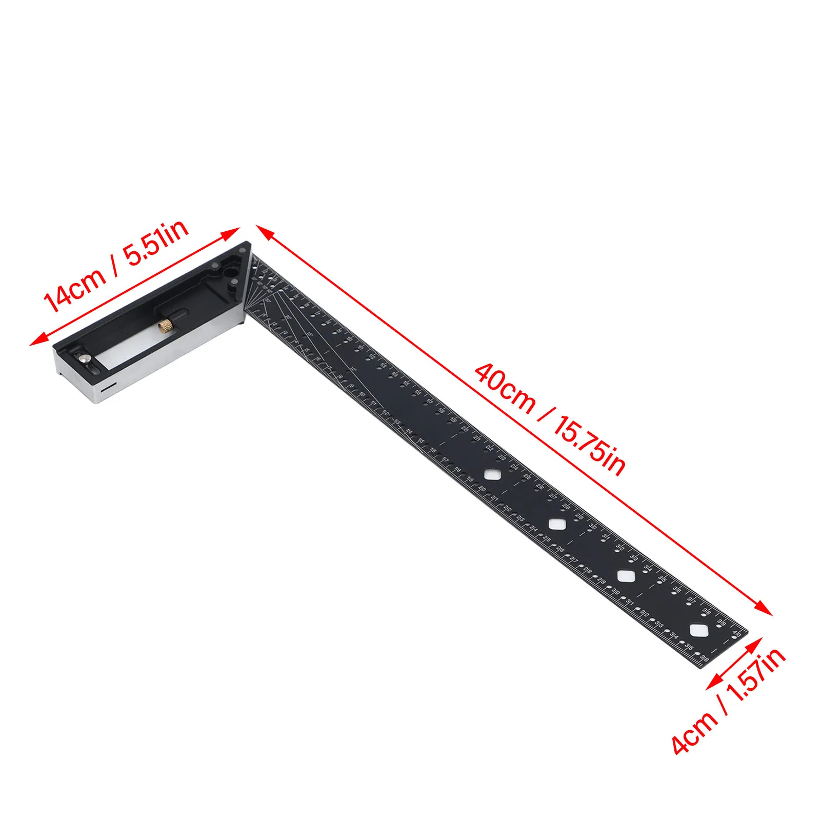 다용도 40cm 16인치 굽힘 방지 투명 눈금 다각도 측정자 (작업장용)