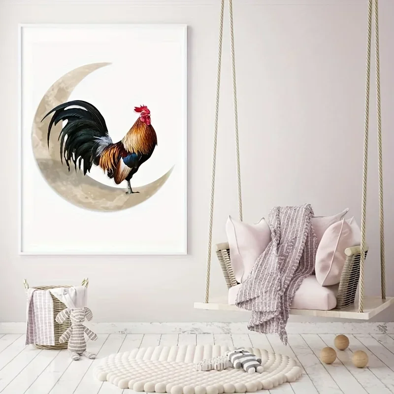 

CIFBUY Deco Wall Decoration Wrought Iron Crafts Outdoor Garden Courtyard Moon Rooster Metal Ornaments Pendant Home Decor Metal W