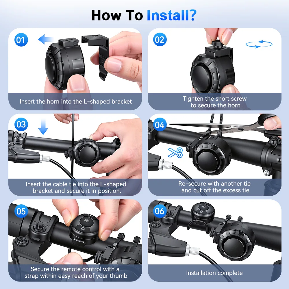 120dB Fahrrad USB Lade Horn Wasserdichte Fahrrad Glocke Lenker Mountainbike Reiten Ausrüstung Roller Zubehör – Detail 8