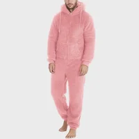 Man Sleepwear Sleeping Sexy Lingerie Jump Suit Hot Selling Men's Zipper Warm Plush Thermal One-piece Pajamas for Couples Pajama - Image 3
