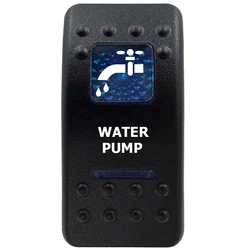 Marine Grade Waterproof Rocker Switch with Blue LED Light Bar, 12V, ON/OFF Options (WATER PUMP)