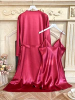 Summer fashion and sexy V-neck home bathrobe and nightgown 2pcs set - Image 4