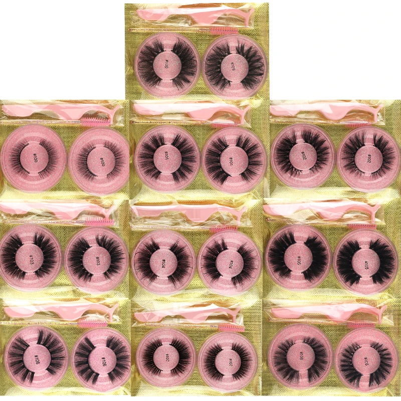 Wholesale Lashes 4/20/100pcs Fluffy 3d Mink Lashes Natural Makeup False Lashes Flase Eyelashes Lot with Cosmetic Brushes tweezer 6
