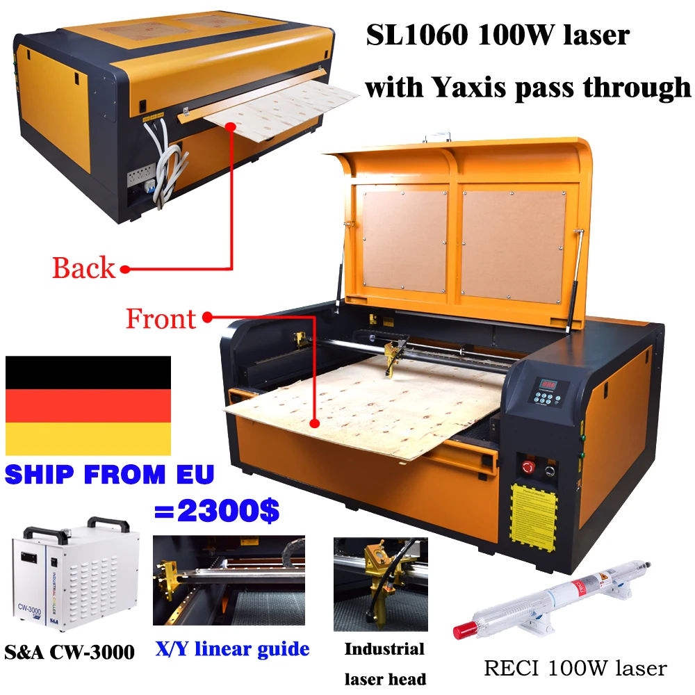 

CO2 Laser Engraving Machine 100W RECI T2 1060 laser cutting machine 220V laser marking machine DIY CNC Laser factory directly