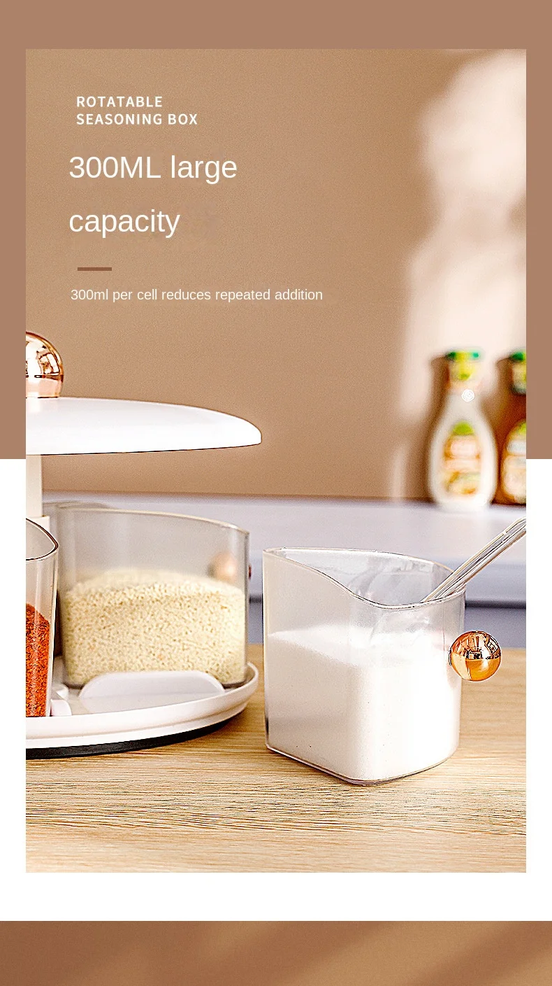 Kitchen Multifunctional Spice Dispenser 360 Rotating Large Capacity Spice Seasoning Box