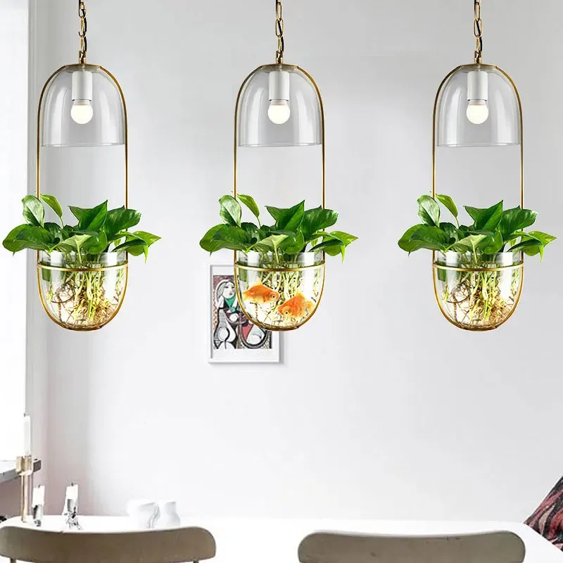 

Nordic Plant Chandelier Modern Creative Iron Art Glass Lamp Bedroom Living Room Restaurants Lights Hotel Cafe LED Lamps Fixtures