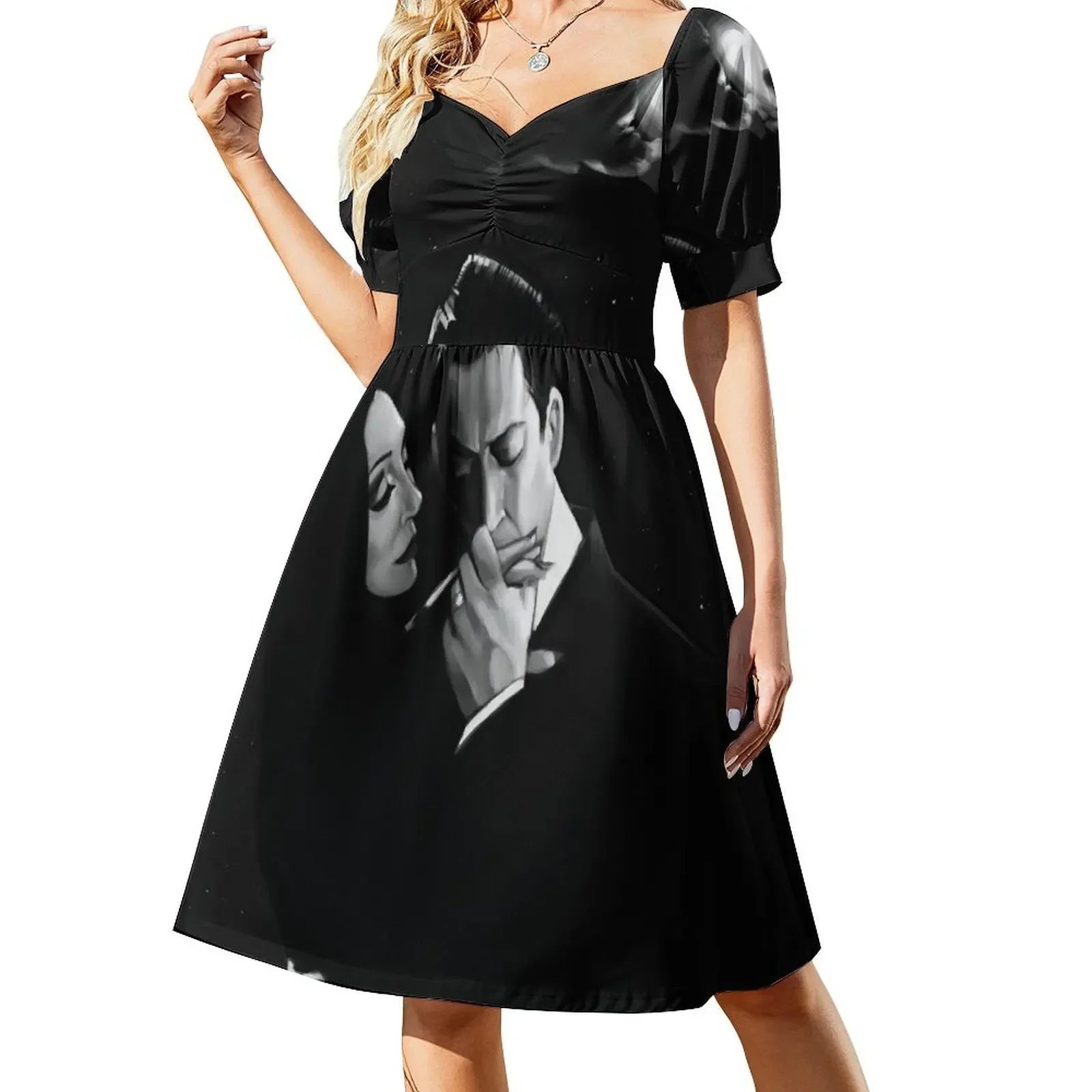 thumbnail image 1 of Vestido sin mangas de Gomez y Morticia Addams vestidos cortos atrevidos lindos vestidos de noche para mujer vestido para mujer, 1 of 8