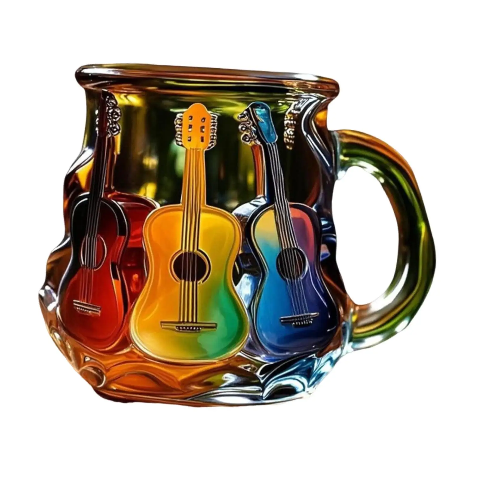 Guitar Coffee Mug Music Themed Lightweight Unique Multifunctional Coffee Cup for Office Living Room Shelf Studio Guitars Lovers