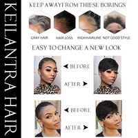 Perruque Pixie Cut Brésilienne Naturelle avec Frange, Cheveux Courts Bruns Colorés, Faite à la Machine, pour Femme Noire 6