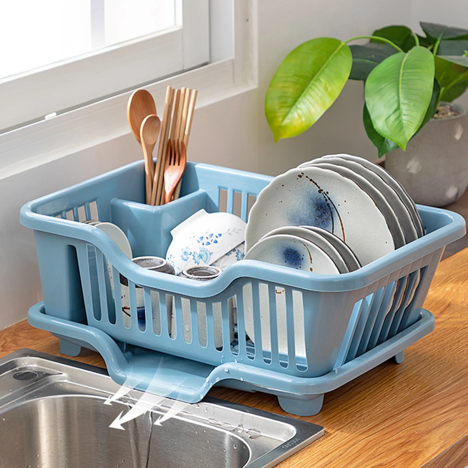 Kitsure Dish Drying Rack- Space-Saving, for Kitchen Counter, Durable  Stainless Steel Rack with a Cutlery Holder, for Dishes, Knives, Spoons, and