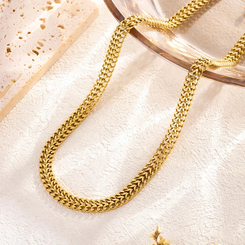 316L Stainless Steel Jewelry Minimalism Japan Korea Weave Charm Thick Chain Bracelets Necklaces For Women fashion accessories