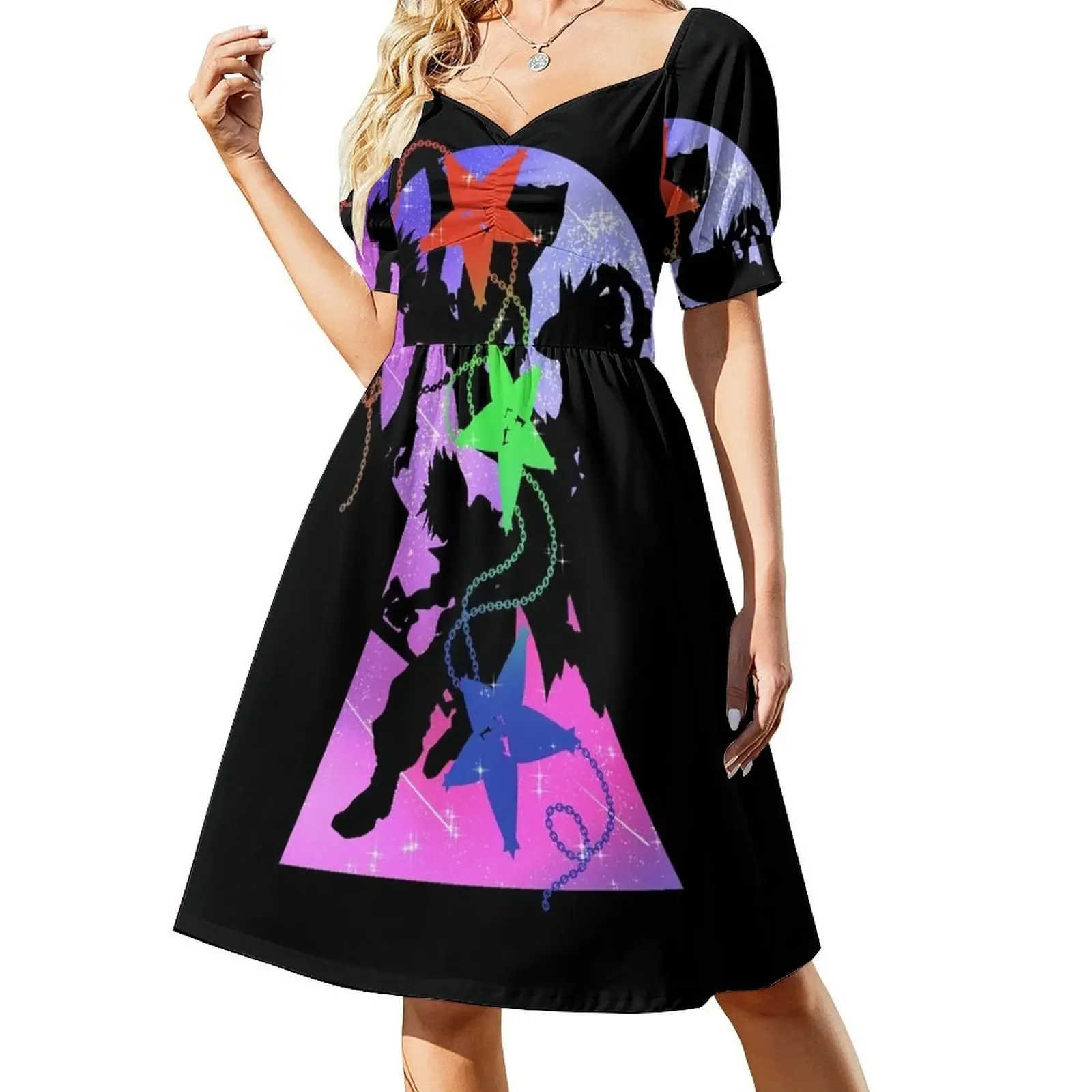 thumbnail image 1 of BBS - Vestido sin mangas de estrellas, elegante vestido de invitada de boda, vestidos de verano para mujer, vestido de mujer, 1 of 7