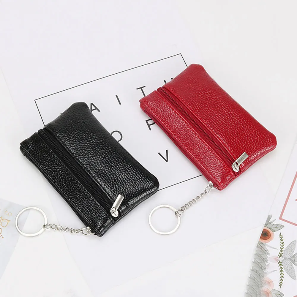 

Женский мини-кошелек, кожаный кошелек с отделением для монет и карт, маленькая сумка на молнии