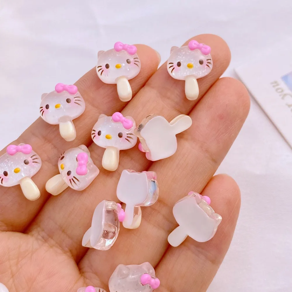 Cute Mini Resin 11*15mm Little Shiny Cat Popsicle Series Flatback Ornament Jewelry Making Manicure Hairwear Accessorie 20Pcs resin jewelry accessories