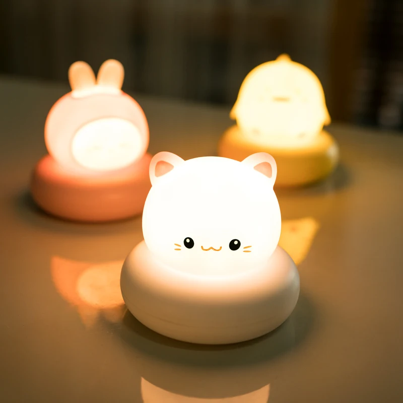 

Cute Led Night Light Kids Bear Elk Baby Children's Nightlight For Home Bedroom Kid USB Cartoon Lamp Christmas Boy Girl Gift