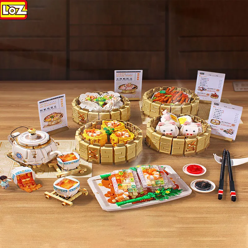 

LOZ Creative Building Blocks Cantonese Morning Tea Snack Mini Bricks MOC Delicious Food Sets For Children Girl Friends Toy Gifts