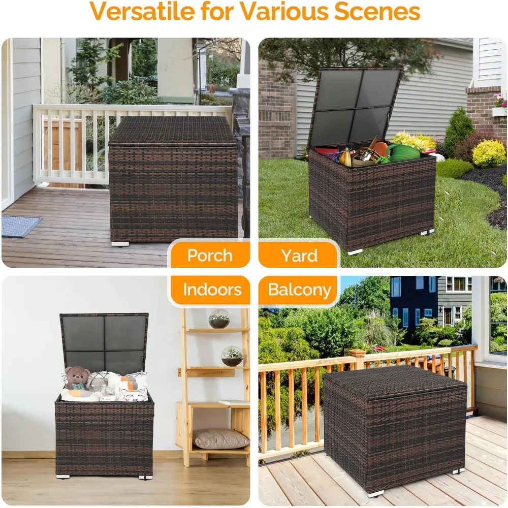 88 Gallon Outdoor Rattan Deck Box 6