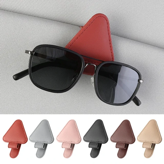 Portaocchiali Magnetico Per Auto - 2 Pezzi In Pelle PU, Clip Per Visiera Universale
