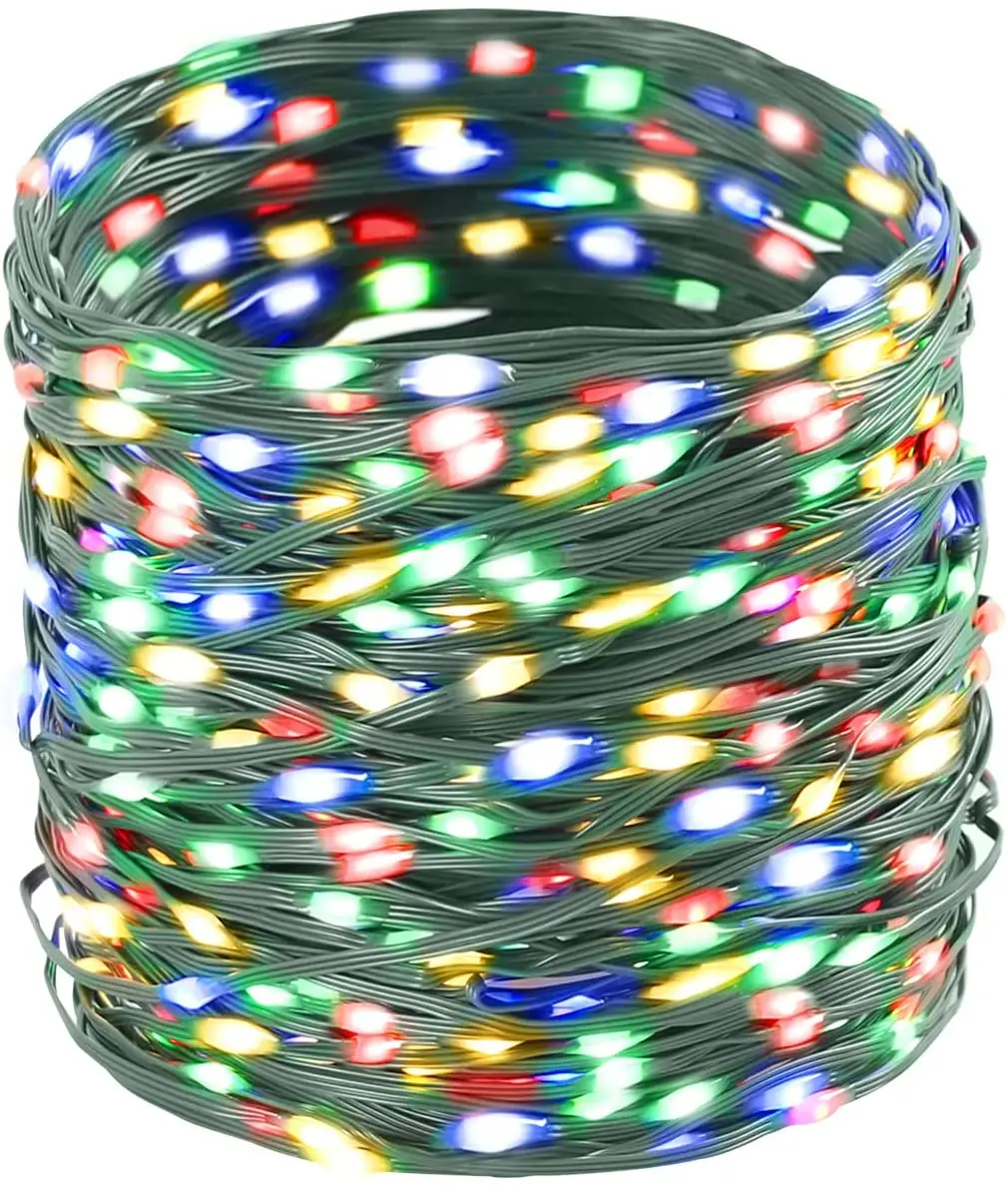 thumbnail image 2 of Luces navideñas para exteriores, guirnaldas para Año Nuevo, 50 m, 100 m, luces LED impermeables de 24 V, línea verde, luces de hadas para decoración de bodas y jardines, 2 of 5