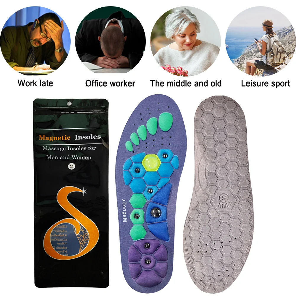 1pc Acupressures Insoles Magnetic Insoles for Women & Men Sweat-Absorbent Magnetic Therapy Health Slim Legs Arch Support