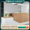Modern Reception Desk with Counter Lockable Wooden Retail Checkout Counter, Office Receptionist Desk with Drawers Ideal 1