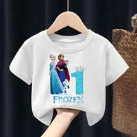Frozen Kids T-shirt Cute Cartoon Elsa Anna Princess Digital Print Pullover Fashion Girls Casual Clothes Children Birthday Gifts 1