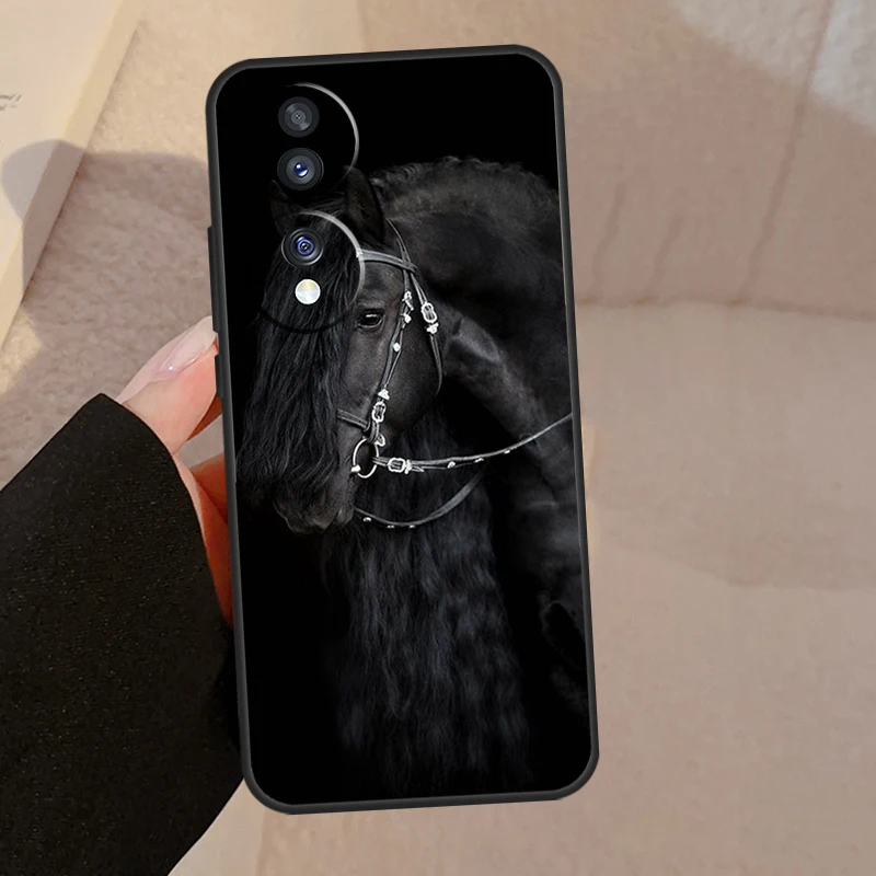 Elegant Black Horse Design Phone Case Cover