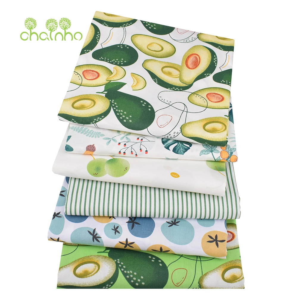 Chainho,Printed Twill Weave Cotton Fabric,DIY Sewing Quilting Material,Patchwork Cloth,6 Fruits Series,2 Sizes,15C304