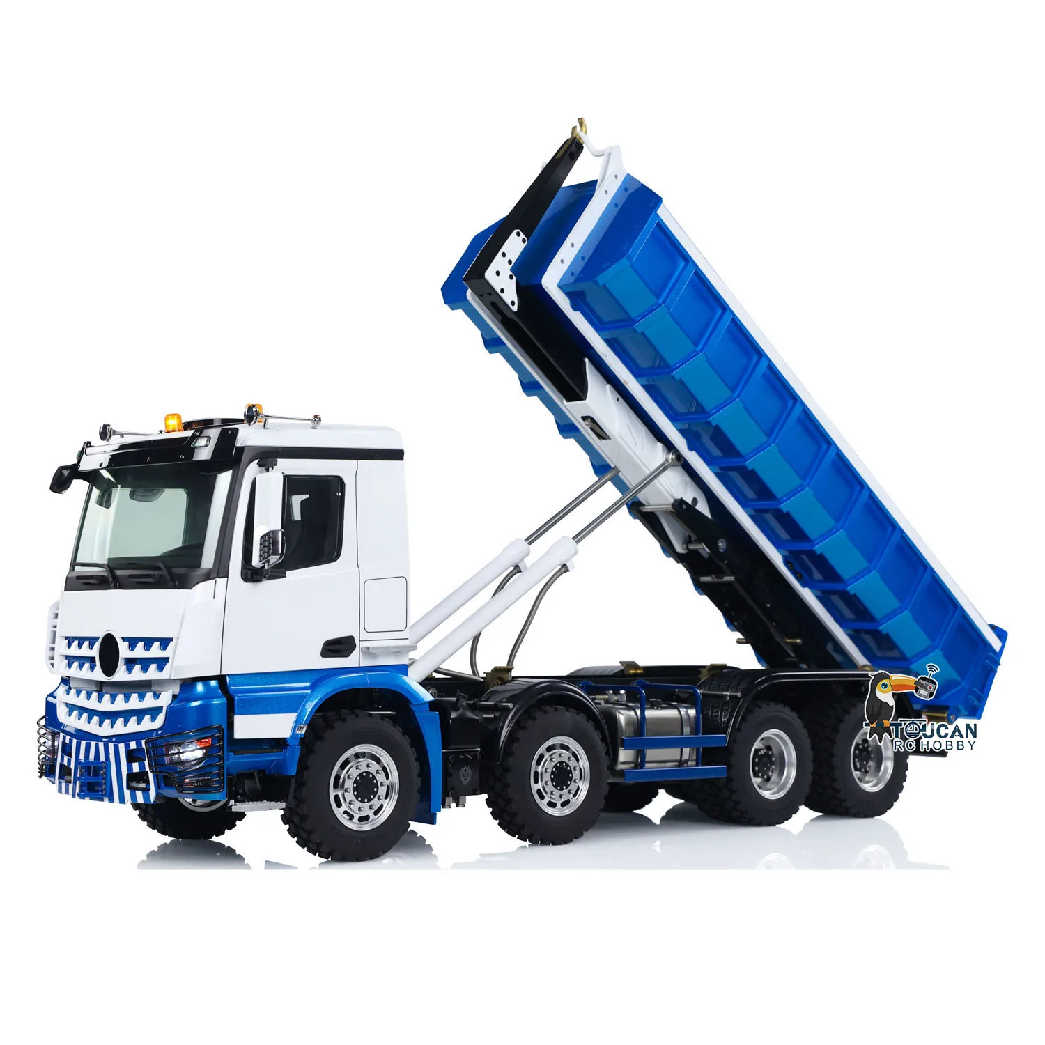 RTR LESU RC Hydraulic Dump Truck 8x8 Metal Chassis 1/14 Roll Off Dumper Car Hook Light Sound Set Remote Control Vehicle Model 3
