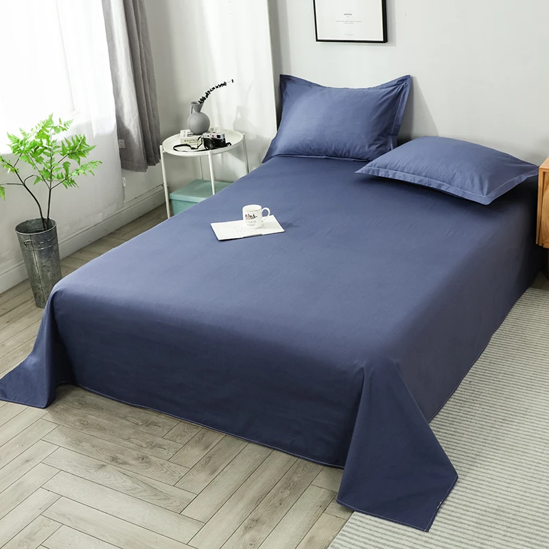 Description Picture 4 of item1pcs 100% Cotton Bed Sheet Pink Soild Color Top King Double Sheets Pure Cotton Single Size Kids Bed Linen (No Pillowcase)