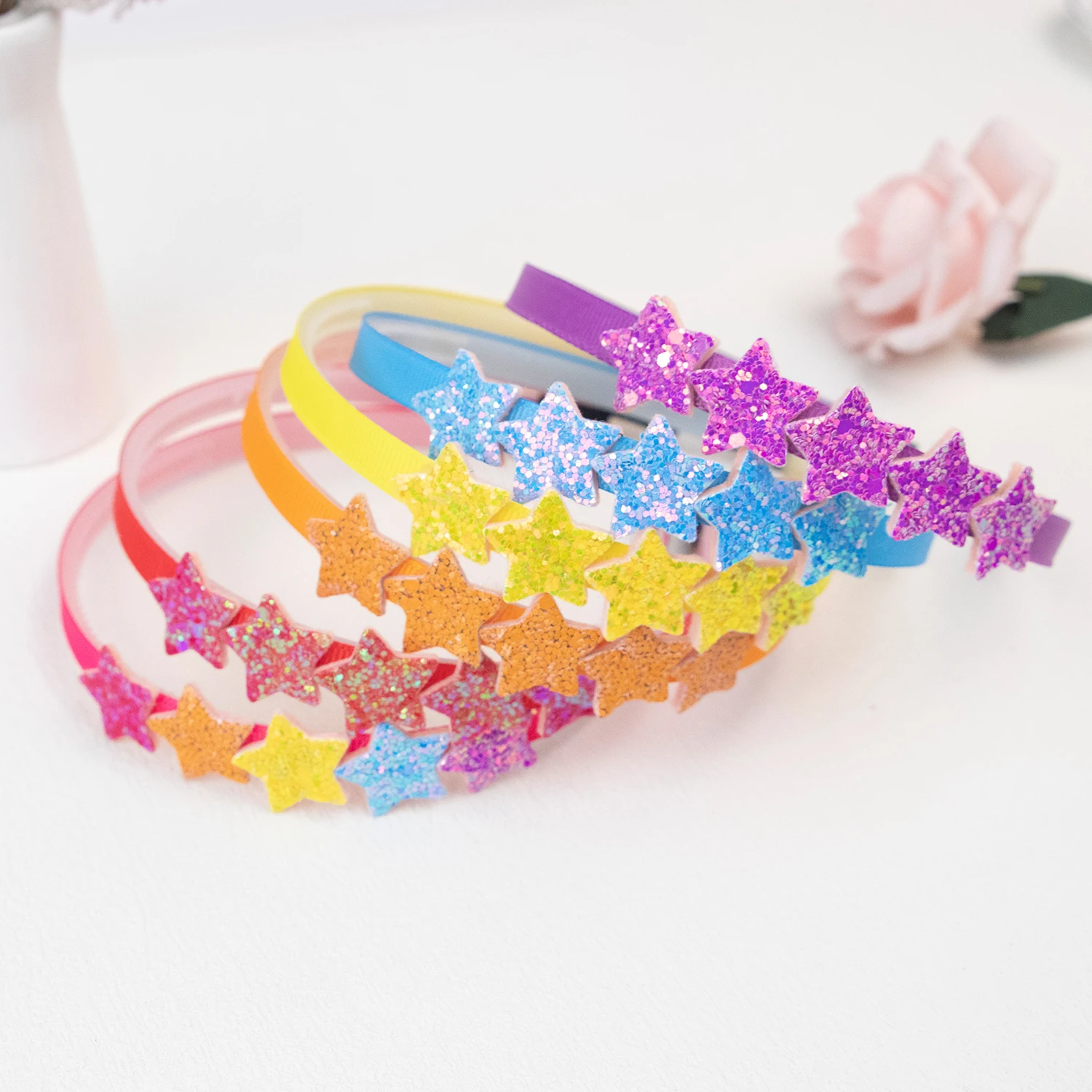 1pc Nette Glitter Stern Stirnbänder Mädchen Sparkly Sternförmige Haarbänder Kinder Kinder Party Haar Zubehör – Detail 4