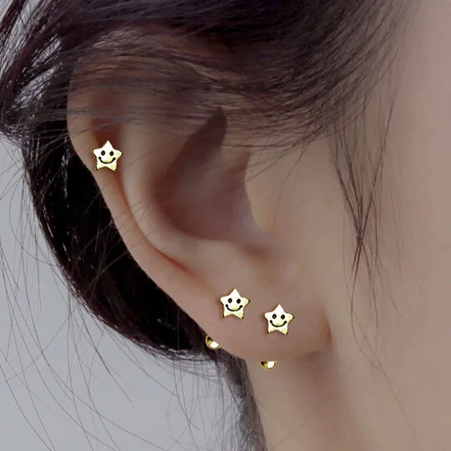 Gold Earrings Set For Women, 14K Gold Plated Stud And