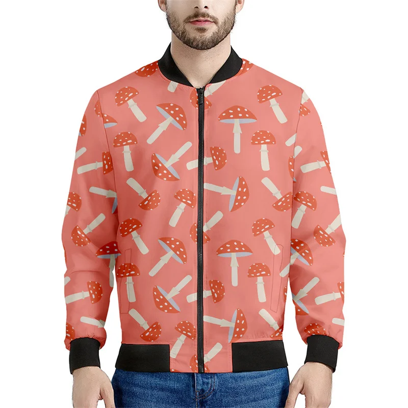 thumbnail image 1 of Chaqueta con cremallera y estampado 3D de setas de dibujos animados para hombre y mujer, sudadera de gran tamaño con plantas, chaquetas bomber de manga larga para primavera y otoño, 1 of 5