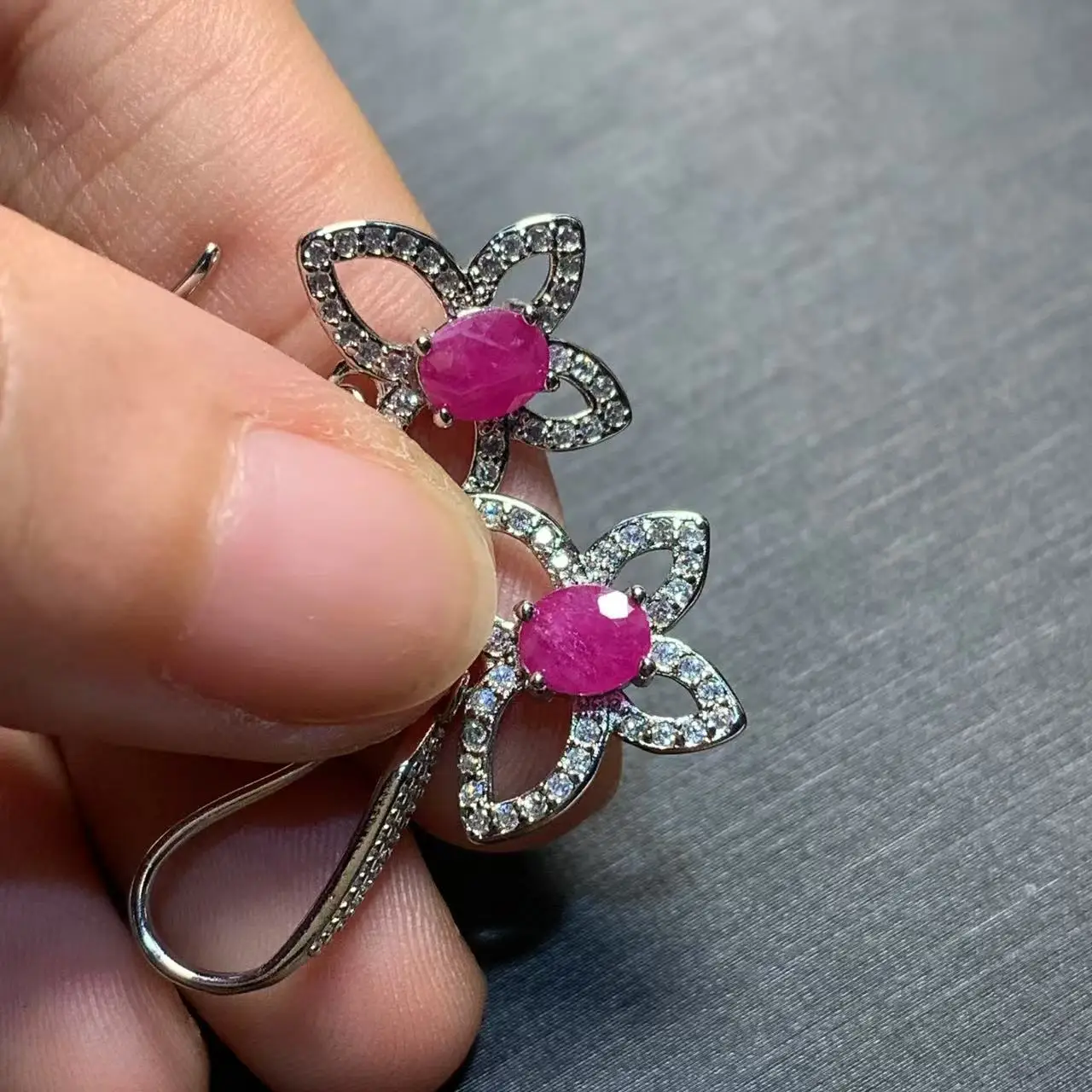 Natural Ruby Hoop Earrings For Women Stainless Steel Earrings Simple Fine Jewelry Stone Gemstone Classic Style Gift