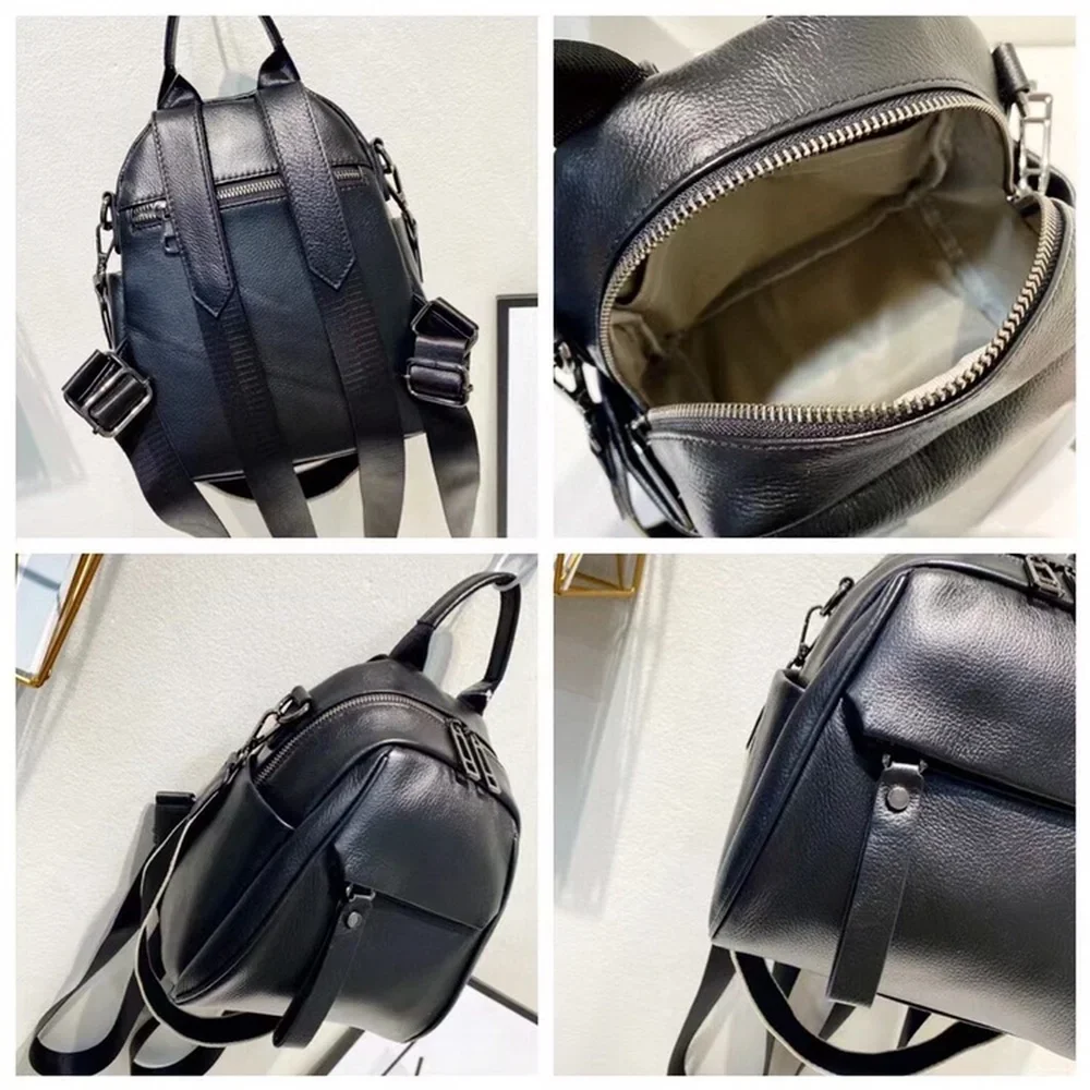 100% Soft Genuine Cow Leather Calfskin Women Backpack 2022 Top Layer Nature Cowhide Dual Function Backpack Yellow Ladies Bagpack 5