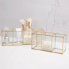 Premium Glass Makeup Brush Organizer with Gold Rim Cosmetic Brush Holder for Lipstick Eyeliners Waterproof Dustproof Storage Box 3