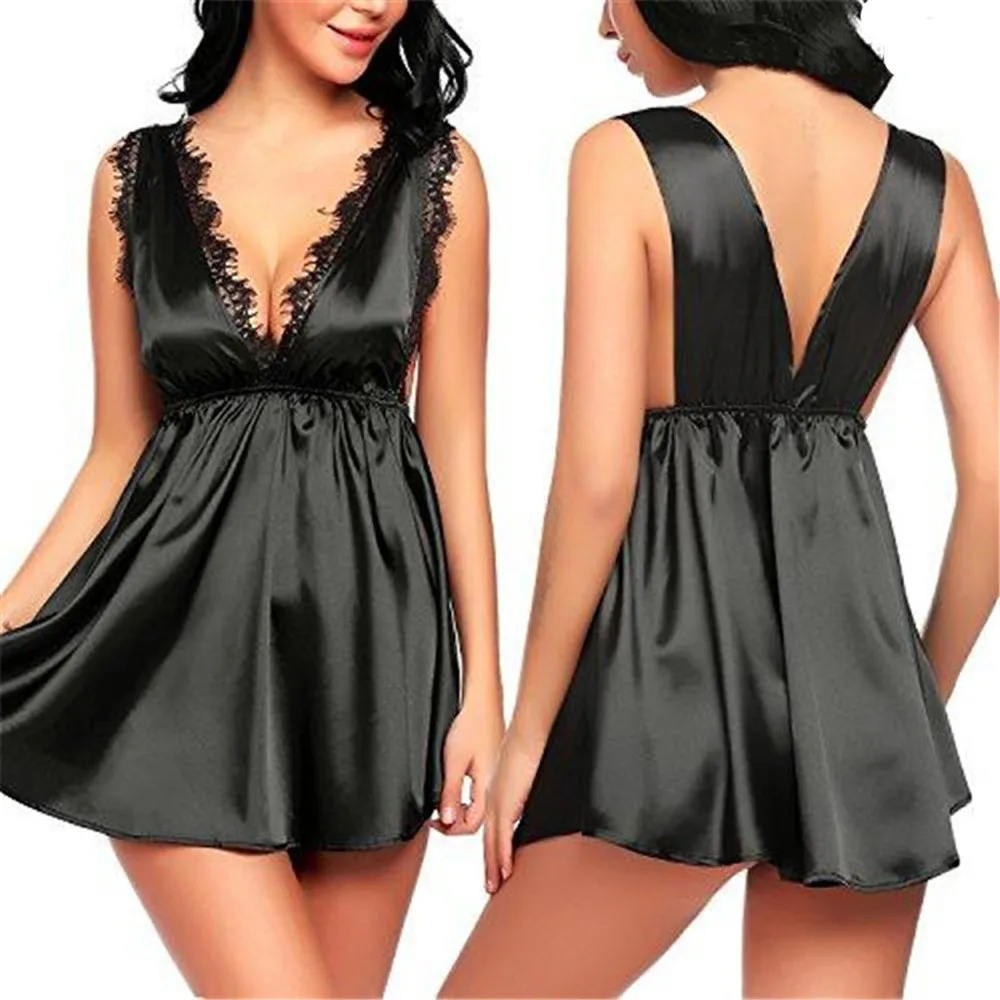 V Neck Pleated Exotic Dresses Lace Nightgown For Women White Nightdress Lingerie Lace Underwear Sleepwear Linger Set Costume