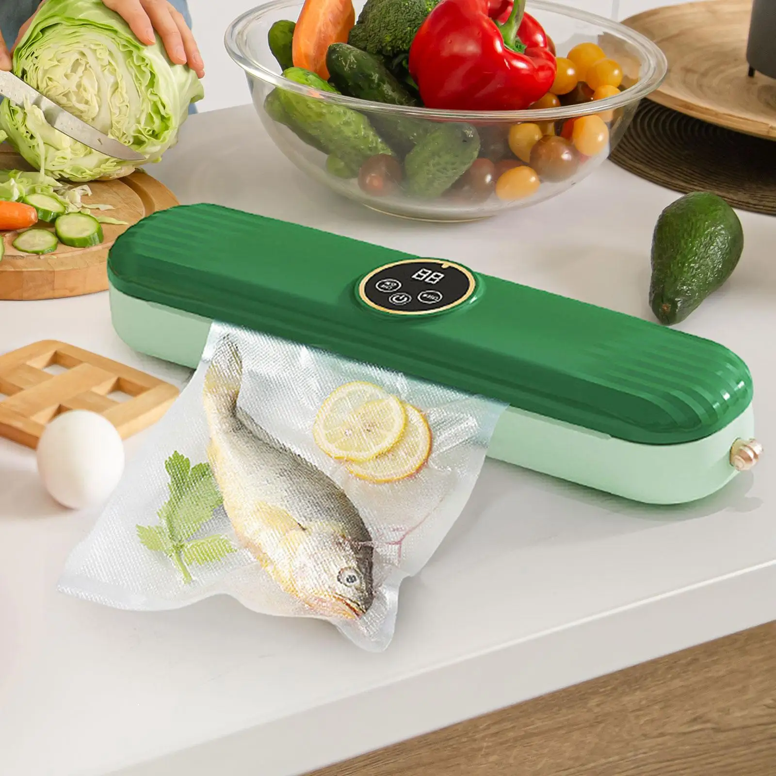 

Vacuum Sealer Machine Portable Multi Purpose Compact Design Lightweight Vacuum Air Sealing for Nuts Bread Fruits Vegetables Meat